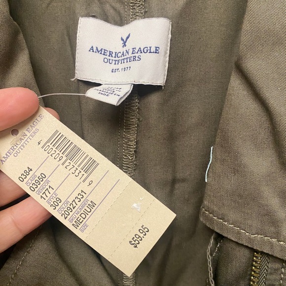 NWT American Eagle Outfitters Olive Green Utility Vest Jacket Moto Style Medium - Picture 4 of 8